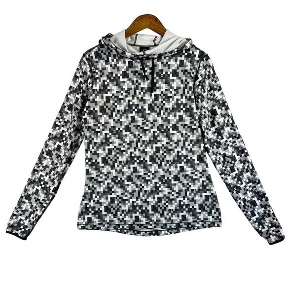 Nike Tops - Nike Pro Hyperwarm Dri-Fit Hoodie Womens Large Pixel Gray Black